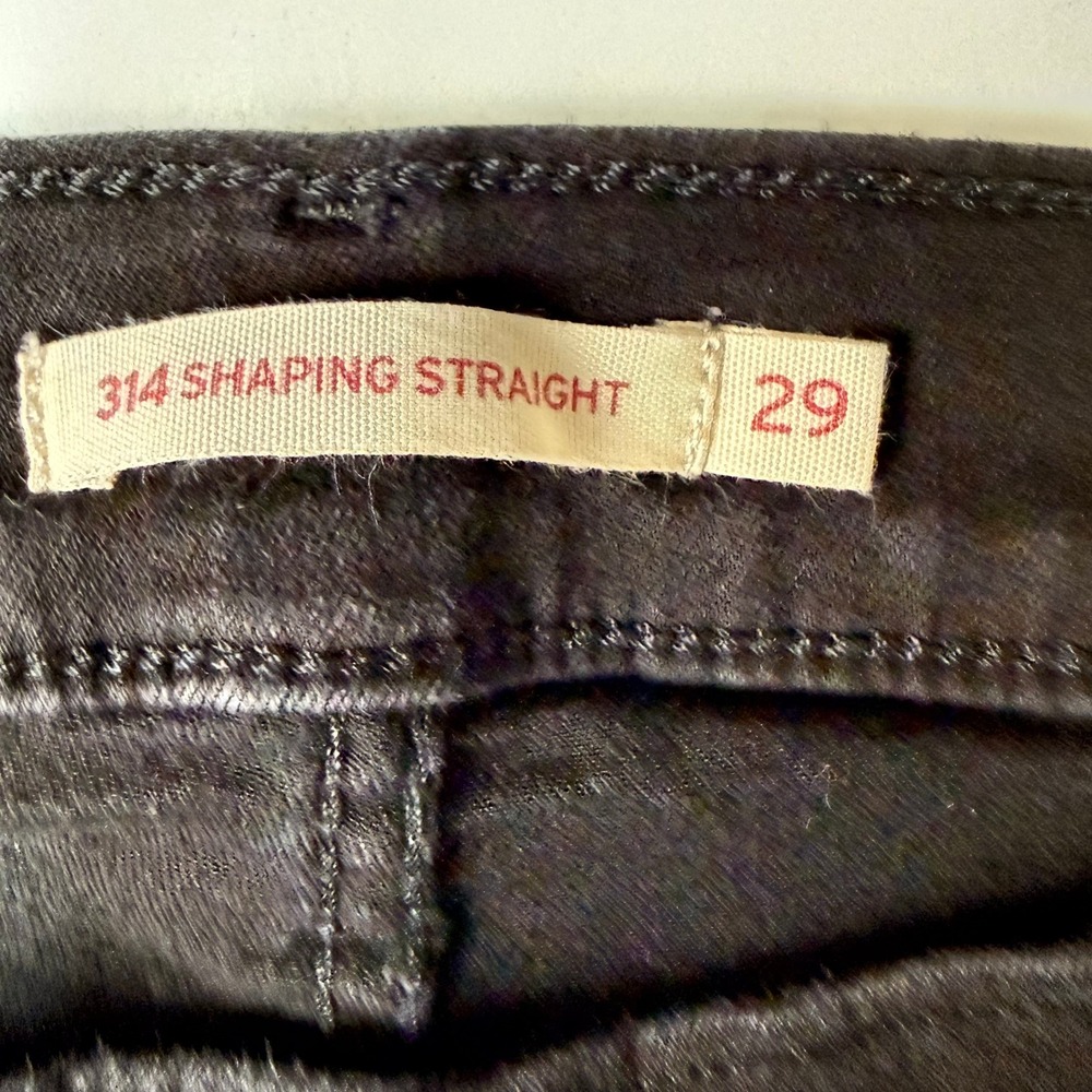 Levis 314 Shaping Straight Jeans Womens 29 Black Mid Rise Stretch Denim 30x31 - Picture 4 of 14